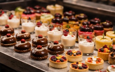 Buffet de desserts, verrines et crème brûlée